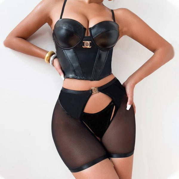 Guêpière sexy en cuir