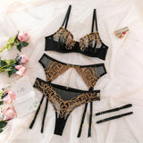 Ensemble porte-jarretelle transparent noir et doré