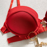 Ensemble de lingerie avec chaînes BDSM rouge