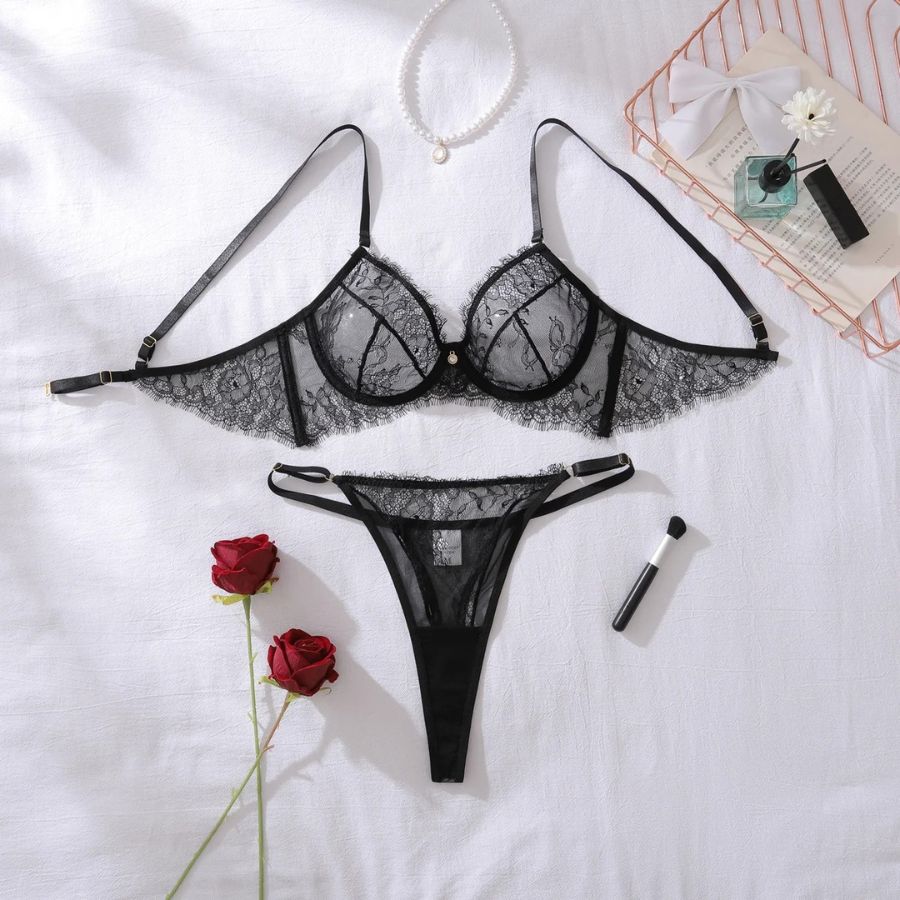 Ensemble de lingerie 2 pièces en dentelle noir
