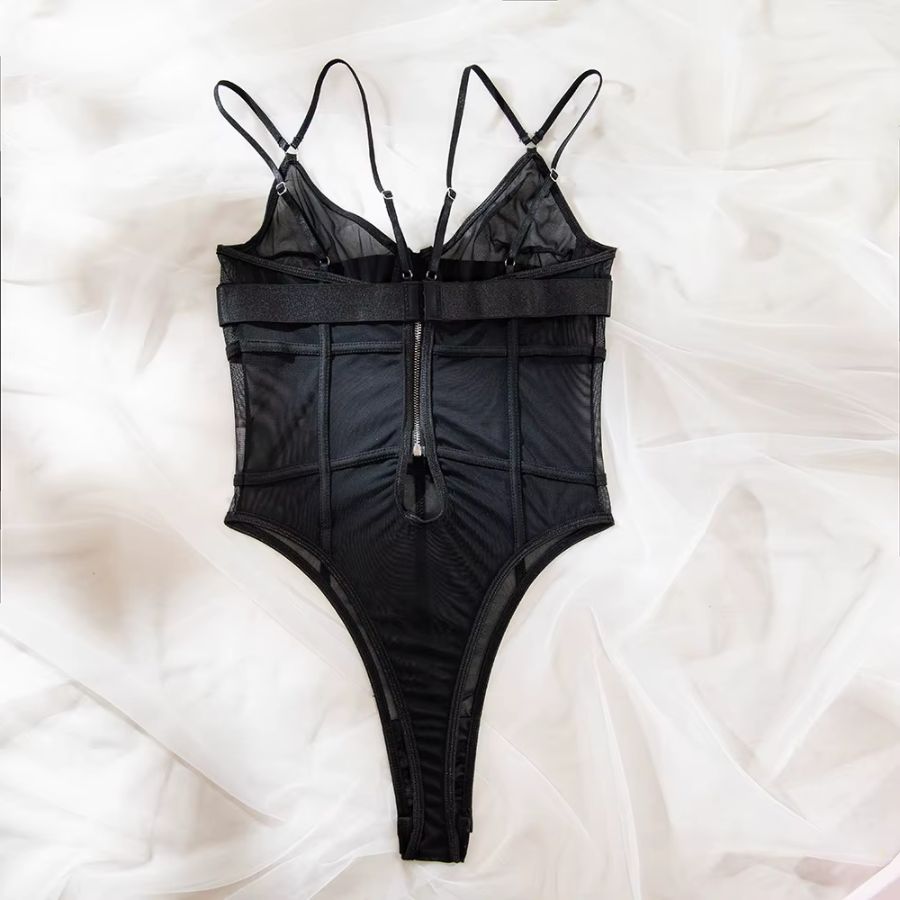 Body sexy transparent noir pas cher