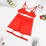 Ensemble de lingerie jupe porte-jarretelle en satin