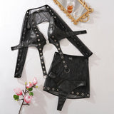 Ensemble BDSM avec jupe noir en simili cuir