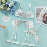 Ensemble porte-jarretelle blanc transparent chic