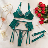 Ensemble porte-jarretelle vert transparent chic