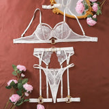 Ensemble porte-jarretelle en dentelle blanc chic