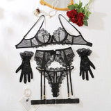Ensemble de lingerie ouvert en dentelle noir