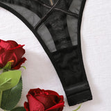 Body sexy transparent noir en dentelle
