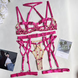 Ensemble porte-jarretelle transparent avec coeur rose