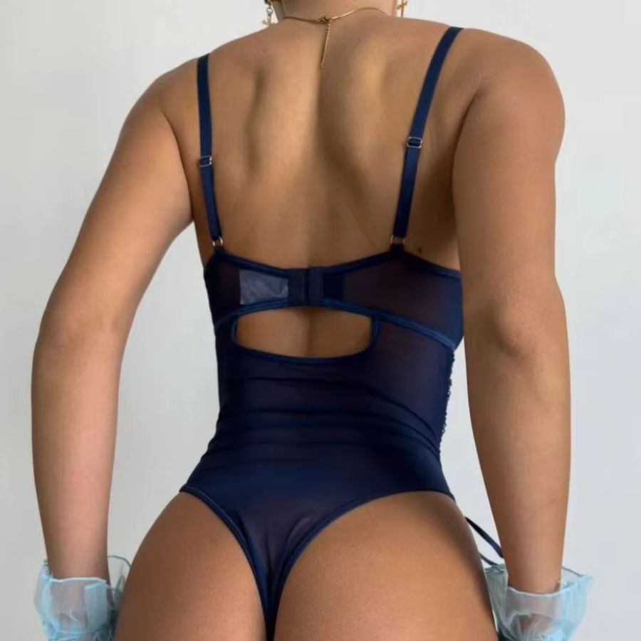 Body sexy en dentelle bleu