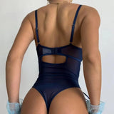 Body sexy en dentelle bleu