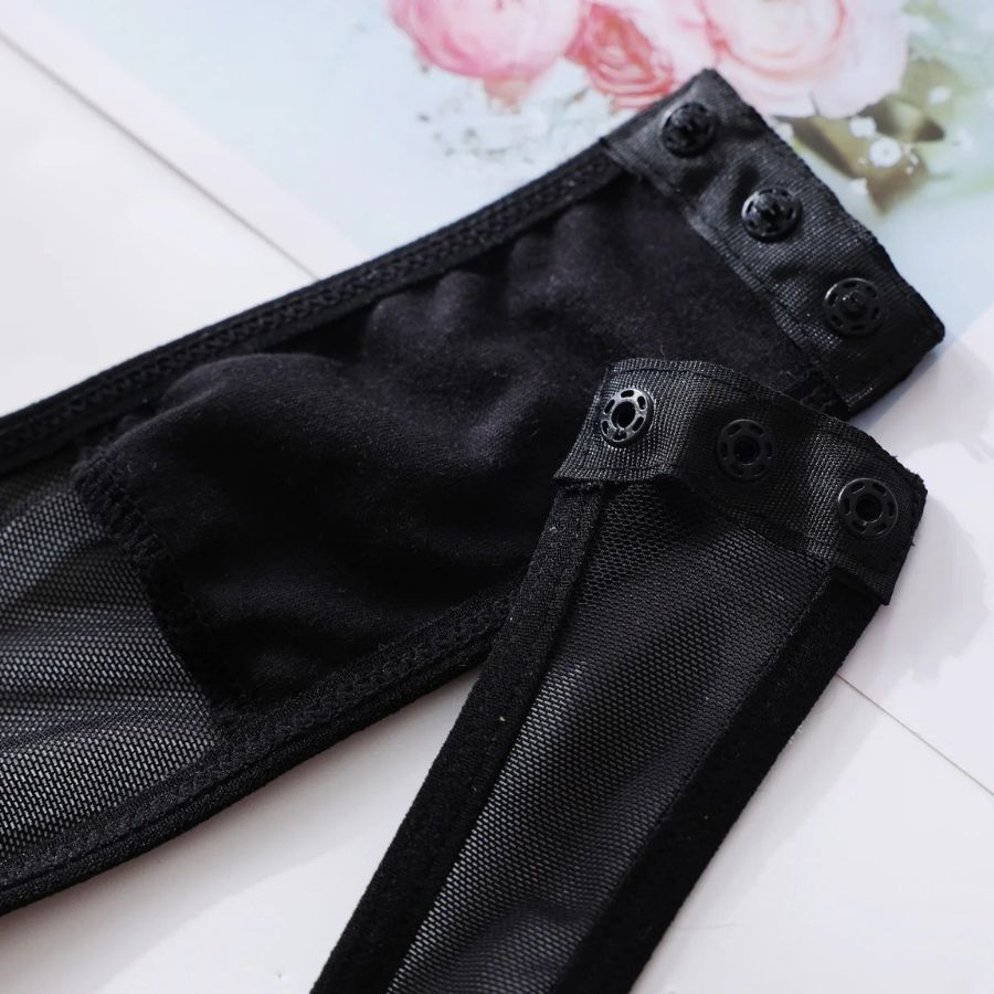Body sexy transparent noir avec gants