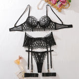 Ensemble porte-jarretelle en dentelle noir confortable