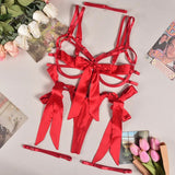 Ensemble de lingerie avec nœud en satin rouge