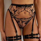 Porte-jarretelle en dentelle noir haut de gamme