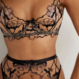 Porte-jarretelle en dentelle noir haut de gamme