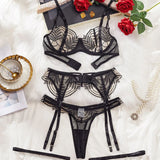 Porte-jarretelle en dentelle noir chic