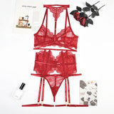 Porte-jarretelle en dentelle rouge haut de gamme