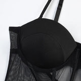 Guêpière porte-jarretelle transparente noire
