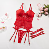 Guêpière porte-jarretelle rouge sexy