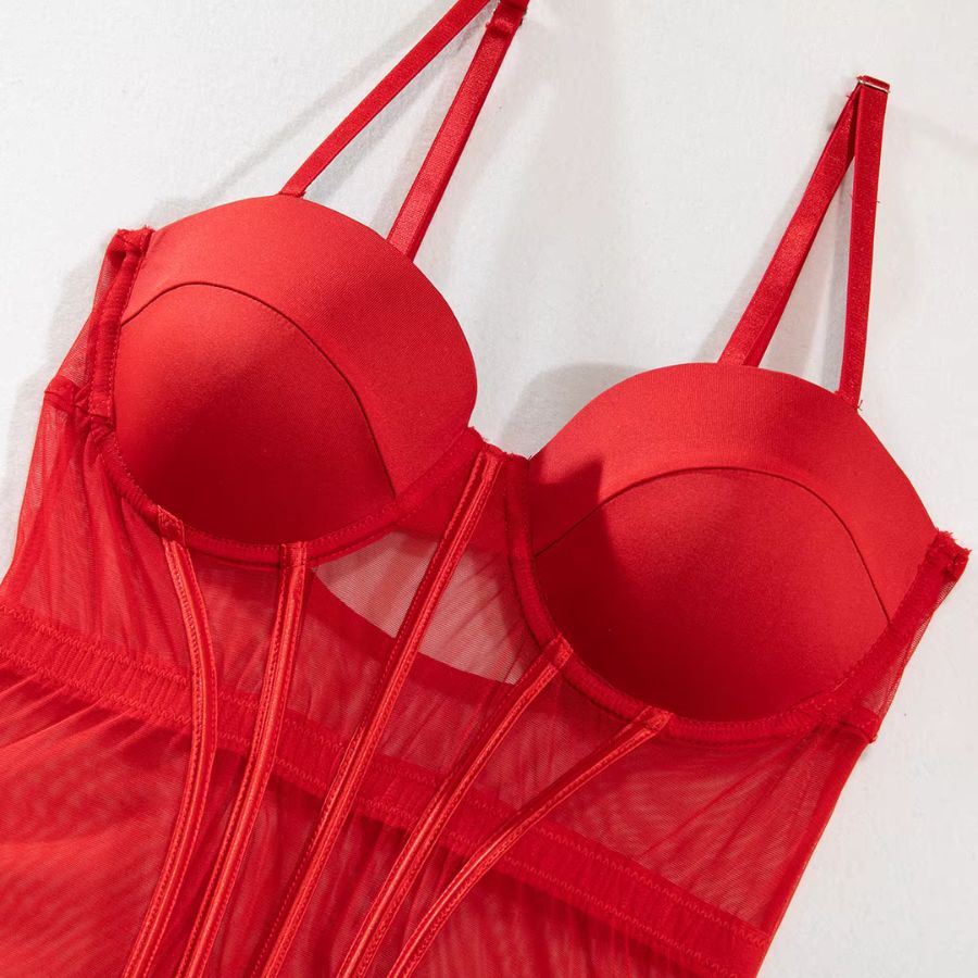 Guêpière porte-jarretelle rouge sexy