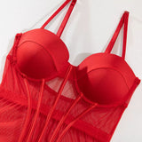Guêpière porte-jarretelle rouge sexy