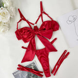 Ensemble de lingerie avec nœud détachable rouge