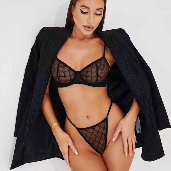 Ensemble de lingerie en dentelle noire confortable