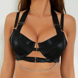 Ensemble porte-jarretelle noir avec chaines BDSM