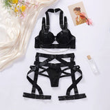Ensemble porte-jarretelle noir avec chaines BDSM