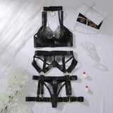 Ensemble porte-jarretelle de luxe en dentelle noire