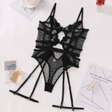 Body sexy porte-jarretelle en dentelle noire
