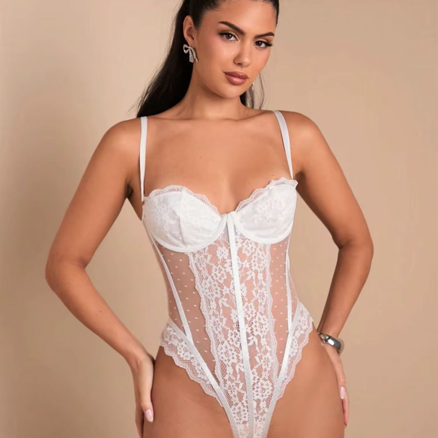 Body sexy en dentelle blanc