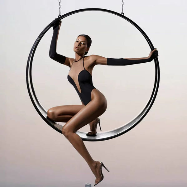 Body transparent noir avec gants