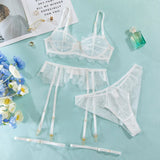 Ensemble porte-jarretelle en dentelle blanc confortable