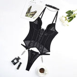 Guêpière sans jarretelle en polyester noir sexy