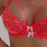 Ensemble porte-jarretelle sexy en dentelle orange